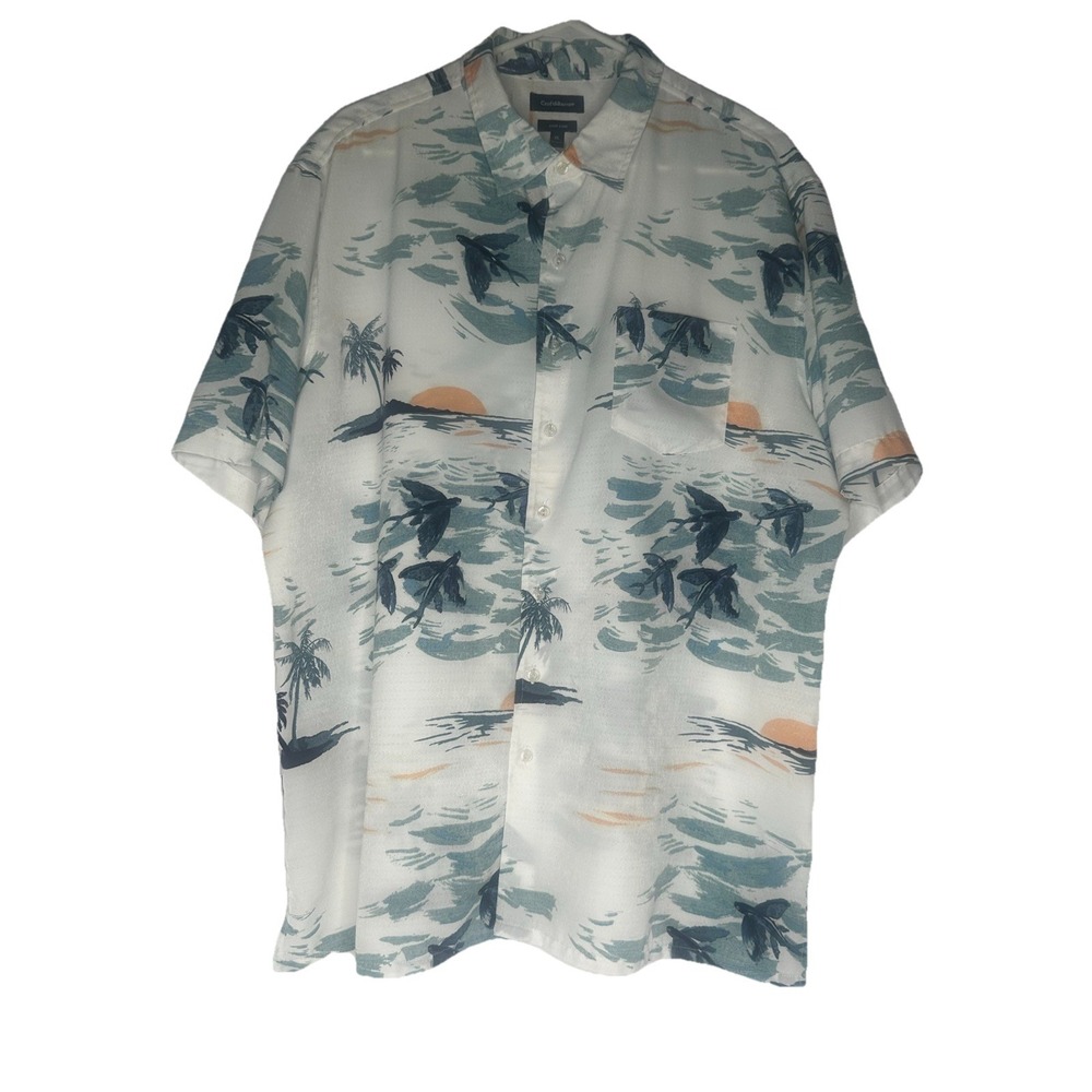 Croft and Barrow mens XL easy care polyester Hawaiian shirt  Stingrays - Picture 3 of 12